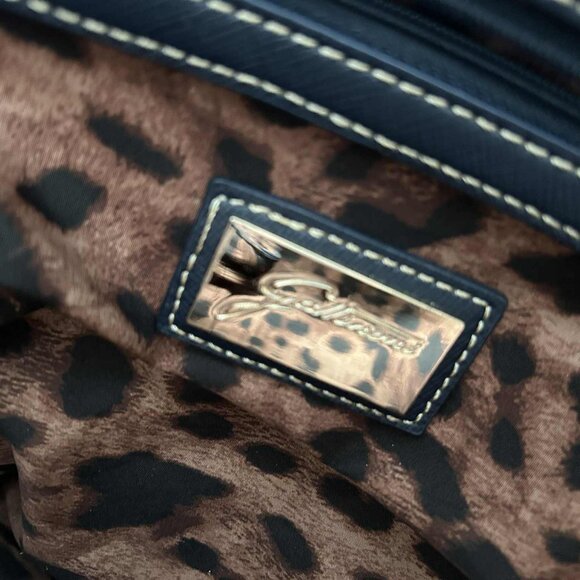 Gattinoni Navy Planetarium Faux-Leather Zip Top & Leopard Lining Purse – US OS - Picture 4 of 12